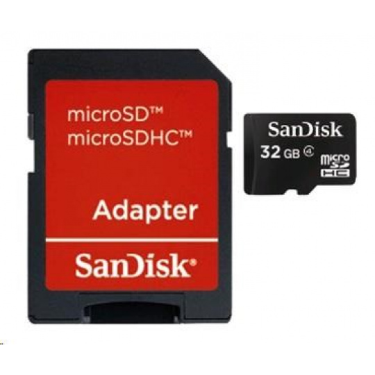 Karta SanDisk MicroSDHC 32 GB (Class 4) + adaptér