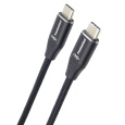 PREMIUMCORD Kabel USB-C M/M, 240W 480Mbps černý bavlněný oplet, 2m