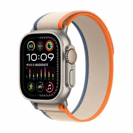 APPLE Watch Ultra 2 GPS + Cellular, 49mm Titanium Case with Orange/Beige Trail Loop - M/L