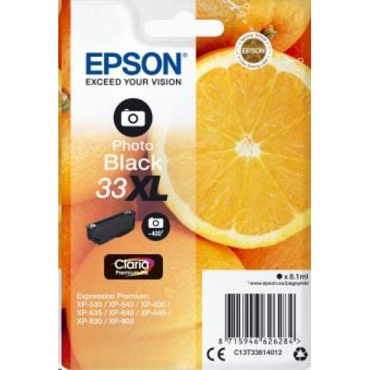 Čierny atrament EPSON v jednom balení "Orange" Photo Black 33XL Claria Premium Ink