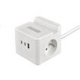 Viking síťový adaptér YC23H, 2x 230 V, 1x USB-A, 2x USB-C, dotykové světlo, funkce stojánku, bílá