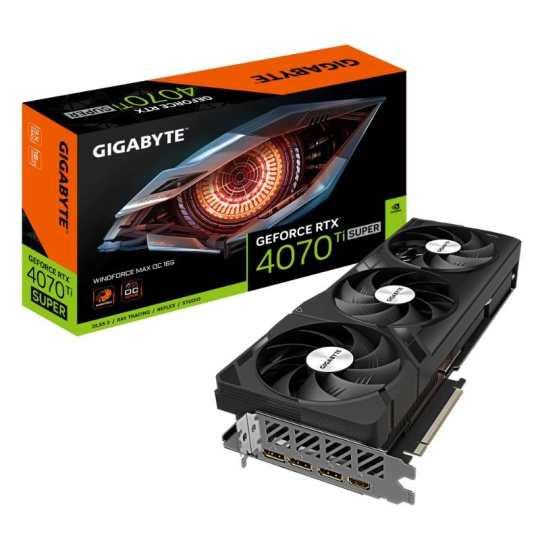 GIGABYTE VGA NVIDIA GeForce RTX 4070 Ti SUPER WINDFORCE MAX OC 16G, 16G GDDR6X, 3xDP, 1xHDMI