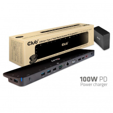 Dokovacia stanica Club3D USB-C 3.2 s napájacím adaptérom Triple Display Dynamic PD, 100 W