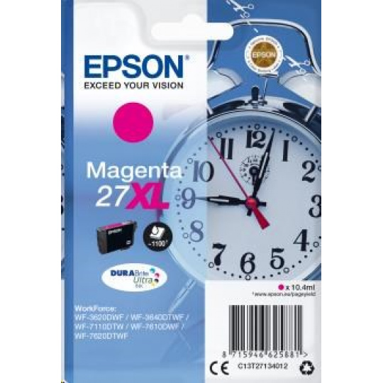 Atramentová tyčinka EPSON Singlepack "Budík" Magenta 27XL DURABrite Ultra Ink