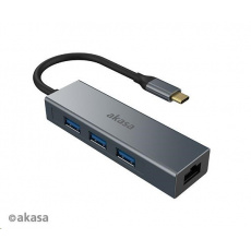 AKASA USB Type-C 4-v-1 rozbočovač s Ethernetom