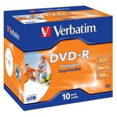 VERBATIM DVD-R (balenie 10 ks)Tlačiteľné/16x/4.7 GB/šperk