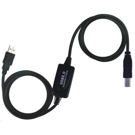 PREMIUMCORD USB 2.0 opakovač a prepojovací kábel A/M-B/M 20m