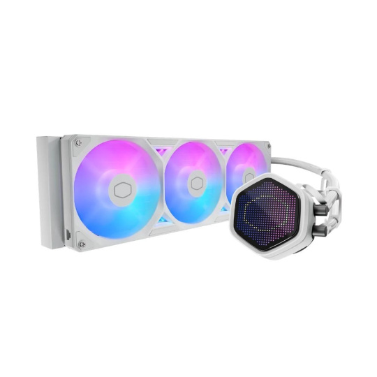 Cooler Master vodní chladič MasterLiquid Atmos II Pixel LED, 3x120mm, LGA1851, AM5, bílá Cooler Master vodní chladič MasterLiquid Atmos II Pixel LED, 3x120mm, LGA1851, AM5, bílá