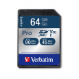 Karta VERBATIM SDXC 64GB Pro, U3, V30 (R:90/W:45 MB/s)