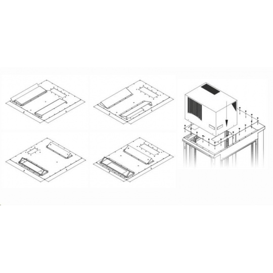 Montážna redukcia TRITON pre klimatizačné jednotky X3 a X4 pre hĺbku skrine 600 x 1000 mm, sivá