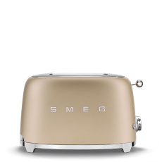 Smeg TSF01CHMEU toustovač / topinkovač, 2 toasty, 6 úrovní opékání, zásuvka na drobky, styl. 50. let, matně zlatá