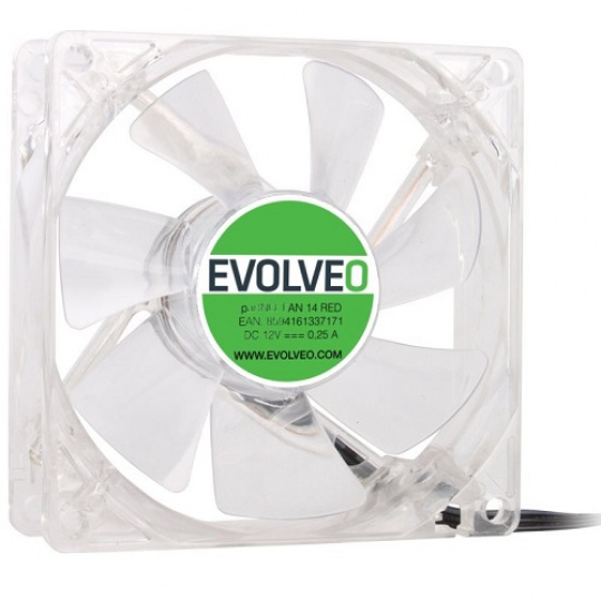 EVOLVEO 14L1RD ventilátor 140mm, 4 LED červené, 3pin