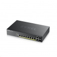 Zyxel GS2220-10HP 10-portový gigabitový PoE manažovaný L2 switch, 8x gigabitový RJ45, 2x gigabitový RJ45/SFP, PoE 180 W