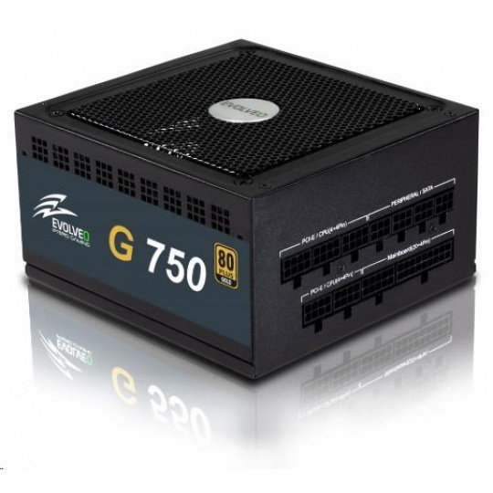 EVOLVEO G750 napájací zdroj 750W, eff 91%, 80+ GOLD, aPFC, modulárny, maloobchodný predaj