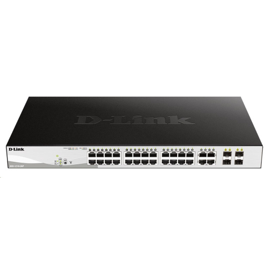 D-Link DGS-1210-28P 28-portový gigabitový Smart+ PoE switch, 24x GbE PoE+, 4x RJ45/SFP, PoE 193W