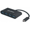 MANHATTAN USB 3.1 rozbočovač typu C 1. generácie, 4 porty typu A, napájanie zbernice