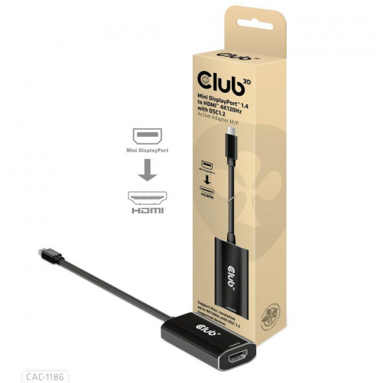 Club3D aktívny mini DisplayPort adaptér 1.4 na HDMI 4K120Hz s DSC1.2 M/F