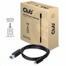 Kábel USB Club3D 3.1 USB Type-C Gen2 na USB Type-B (M/M), 1 m