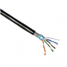 FTP kabel PlanetElite, Cat5E, drát, dvojitý venkovní PE+PVC, Dca, černý, 305m, cívka