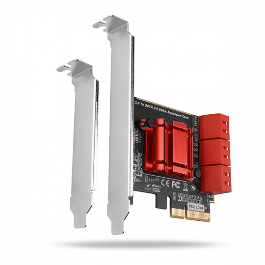 AXAGON PCES-SA6, radič PCIe - 6x interný port SATA 6G, ASM1166, SP a LP