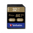 Karta VERBATIM SDHC 32GB PRO+ Class 10, UHS-1 (R:90/W:80 MB/s)