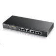 Zyxel GS1900-8HP v3 8-portový stolový gigabitový webový inteligentný PoE switch: 8x Gigabit metal, IPv6, PoE budget 70W, bez ventilátora