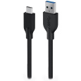 GENIUS nabíjecí kabel ACC-A2CC-3A, 100cm, USB-A na USB-C, 3A, QC3.0, opletený, černý