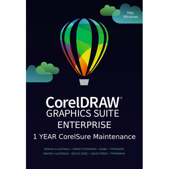 CorelDRAW Graphics Suite Perpetual Edu 1Y CorelSure Maintenance (251+) (Windows/MAC) EN/DE/FR/BR/ES/IT/NL/CZ/PL