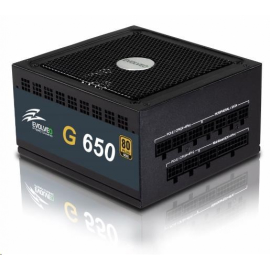 EVOLVEO G650 napájací zdroj 650W, eff 90%, 80+ GOLD, aPFC, modulárny, maloobchodný predaj