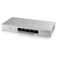 Zyxel GS1200-5HPv2 5-portový stolový gigabitový webový inteligentný PoE switch, 4x PoE+ GbE, PoE 60W, bez ventilátora