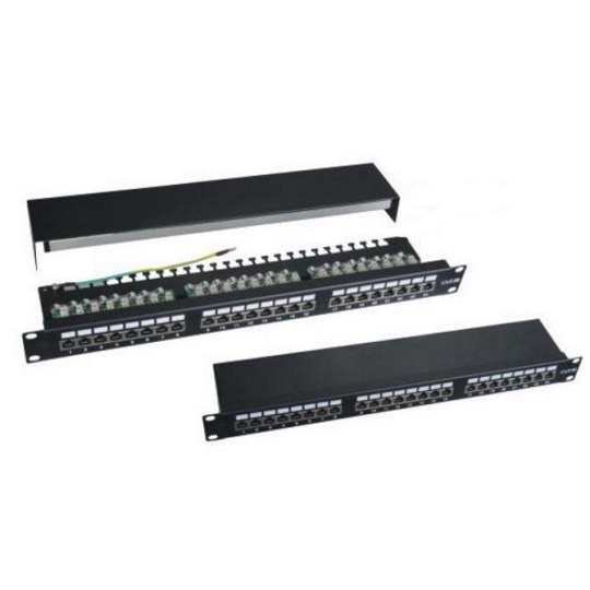 19" Patch panel XtendLan 24port, STP, Cat5E, duální svorkovnice, černý