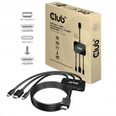 Club3D Active USB Type-C + Mini DP adaptér 1.2+ HDMI na HDMI 4K60Hz HDR, M/M, 32AWG