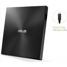 ASUS DVD ZenDrive SDRW-08U9M-U BLACK, externá tenká DVD-RW, USB Type-C/Type-A, M-DISC