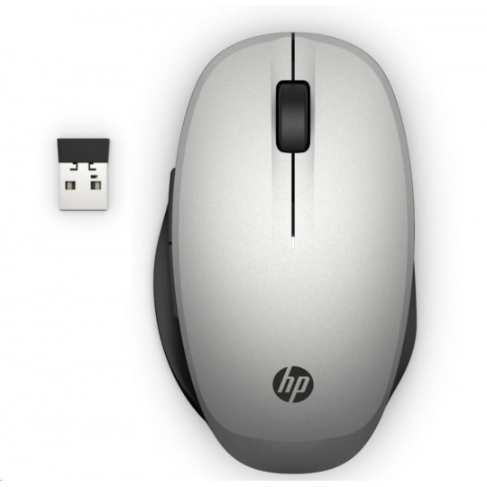 Myš HP Dual Mode Silver Mouse 300 - myš bluetooth, pripojenie k dvom počítačom súčasne