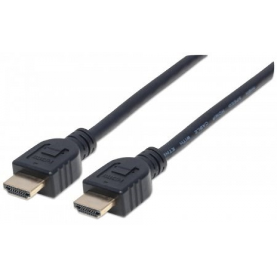 MANHATTAN Nástenný vysokorýchlostný kábel CL3 HDMI s Ethernetom, HEC, ARC, 3D, 4K, tienený, 1 m, čierny