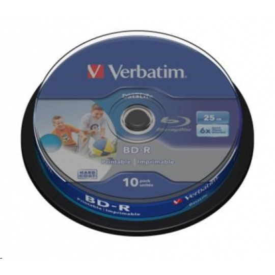 VERBATIM BD-R SL Datalife (10-pack)Blu-Ray/Spindle/6x/25GB Wide Printable