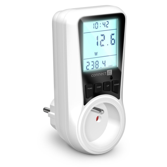 CONNECT IT Digitální měřič PowerMeter Pro, Měřič spotřeby el. energie, bílá