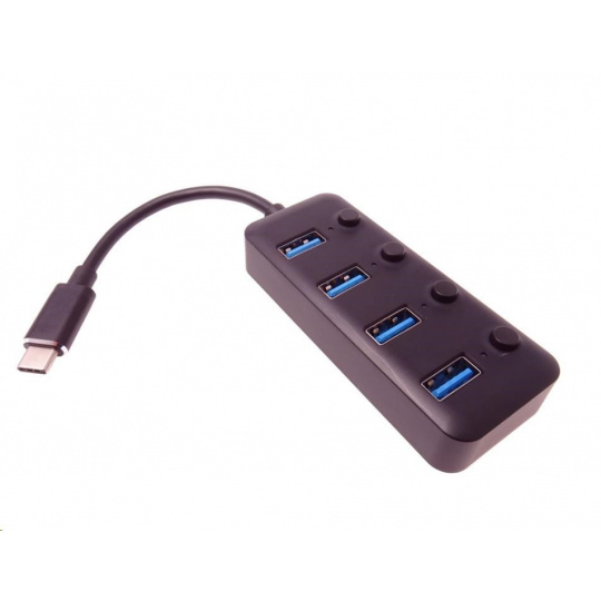 PREMIUMCORD 5G SuperSpeed USB Hub typ C na 4x USB 3.1 A Gen1, prepínače portov