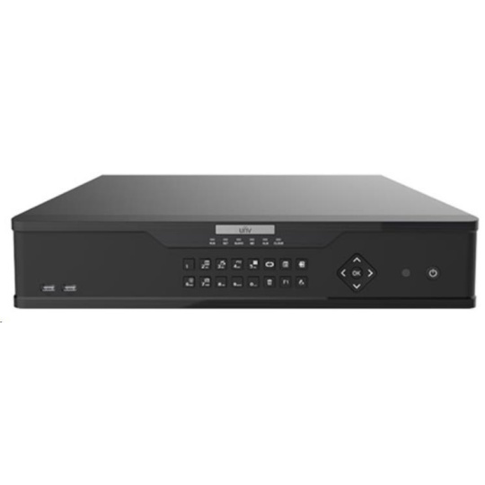 Uniview NVR, 32 kanálov, H.265, 8x HDD, 12Mpix (384Mbps/384Mbps), HDMI+VGA Full HD, (N+1), ONVIF, 3x USB, audio